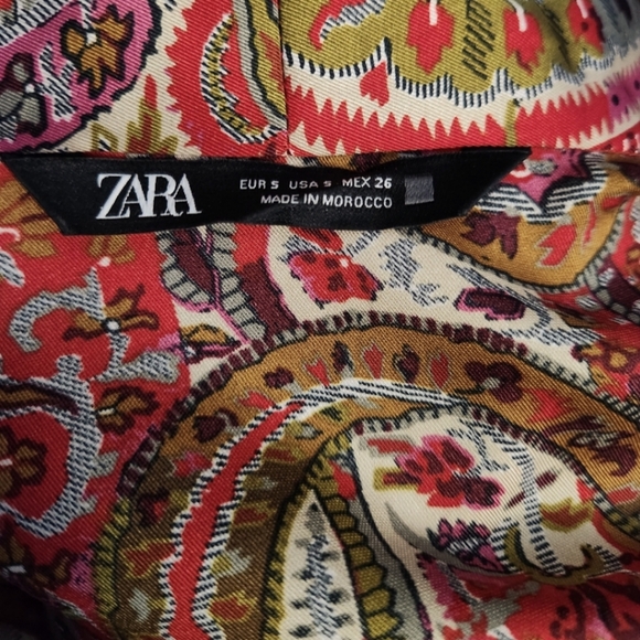 PAISLEY Faux Wrap long sleeve Zara dress - red olive cream - Picture 8 of 8